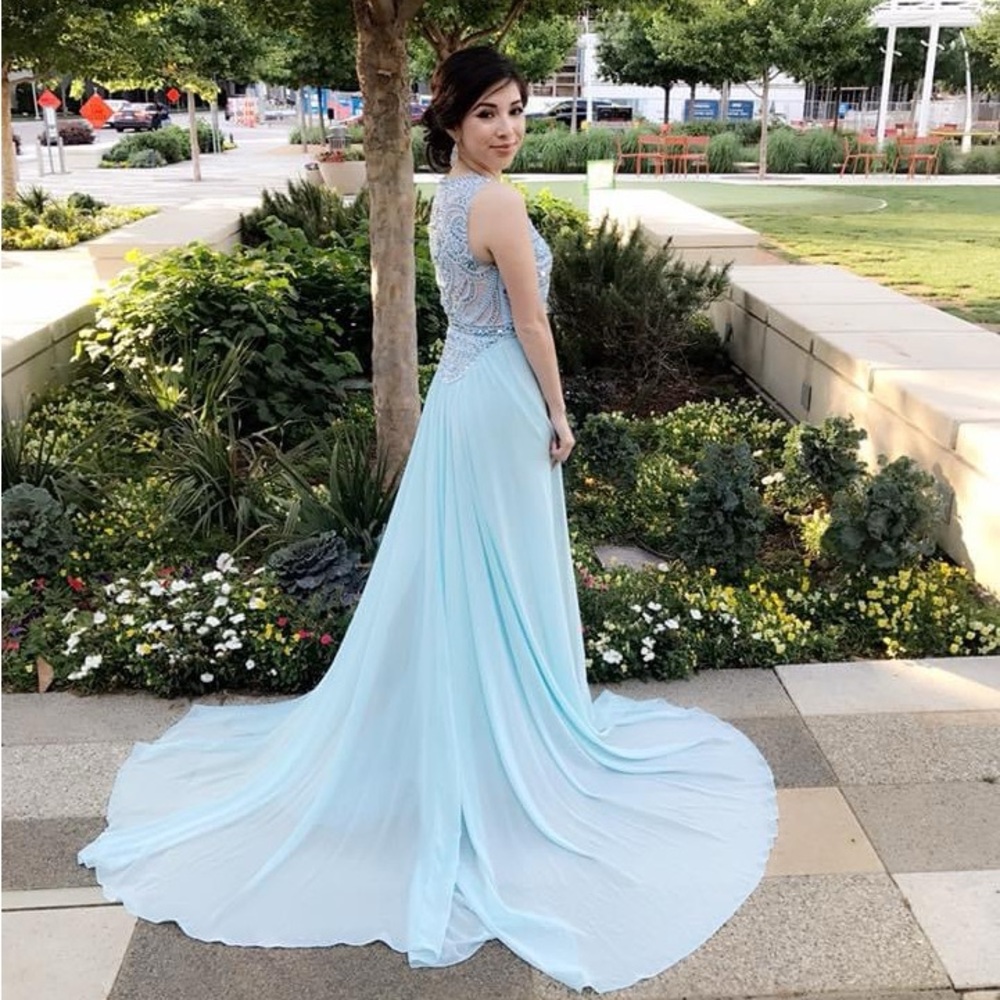 Terry costa prom dress with train